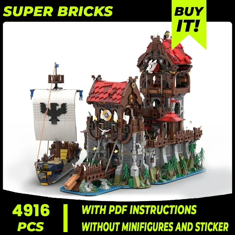 Moc Building Bricks Castle Model Wolfpack Tower & Medieval Ship Technology Modular Blocks Gifts Christmas Toys DIY Sets Assembly