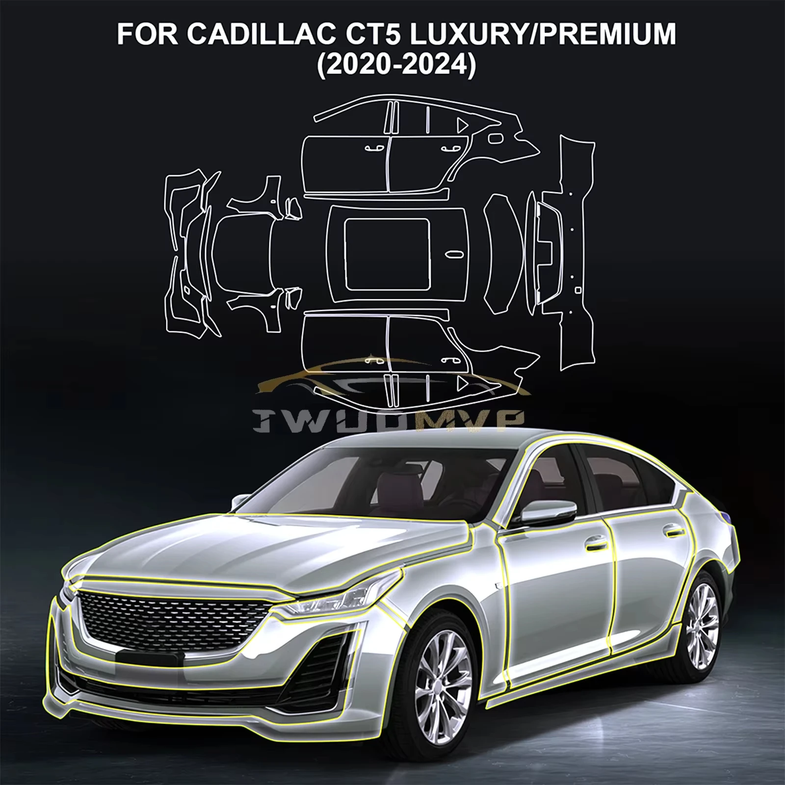 

TPU Clear Bra PPF Car Body Sticker Film Paint Protection for Cadillac CT5 Luxury/Premium 2020-2024 Anti-Scratch Decal Kit