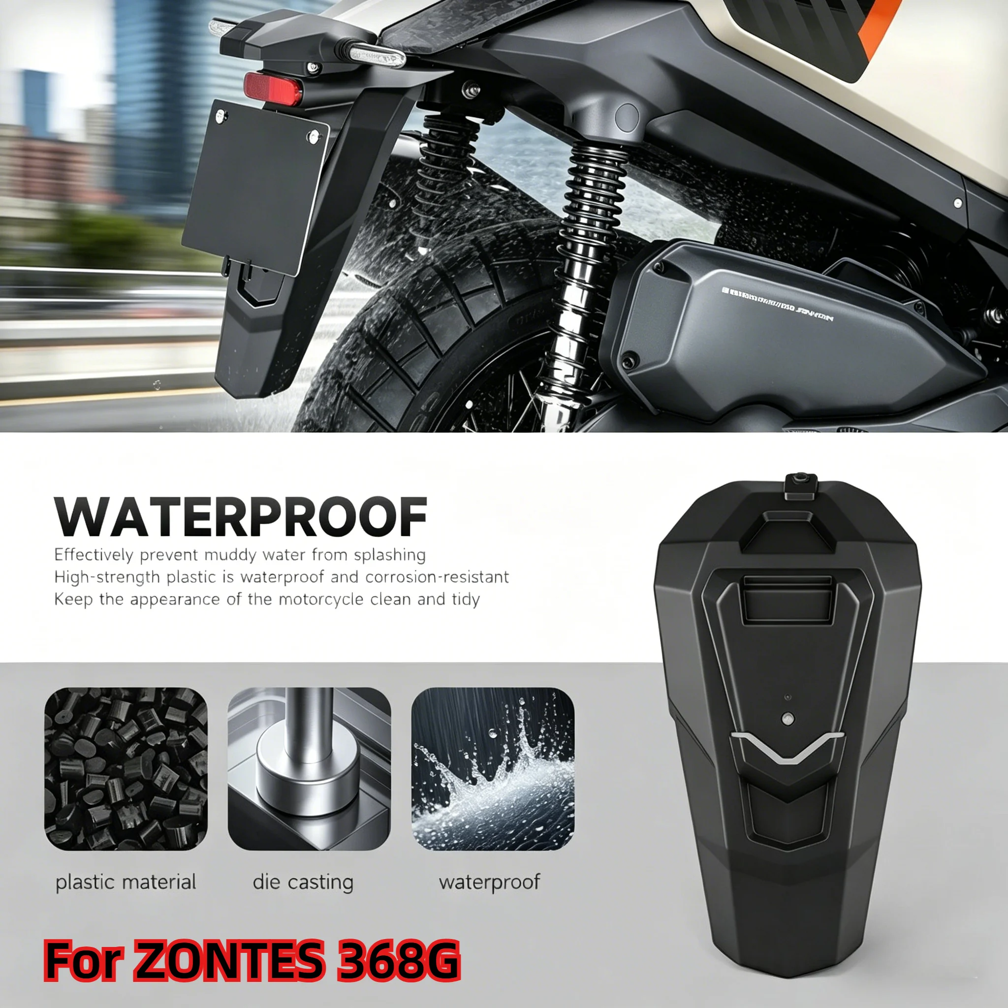 

For ZONTES 368G G368 368 G Universal 2024 2025 2026 Motorcycle Fender Extended Rear Mudguards Splash Dust Protector Accessories