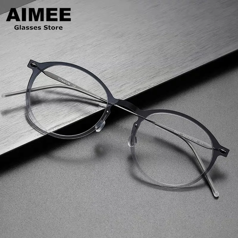 Denmark Brand Retro Round Titanium Glasses Frame Men Screwless Ultralight Eyewear Women Optical Prescription Eyeglasses 6541