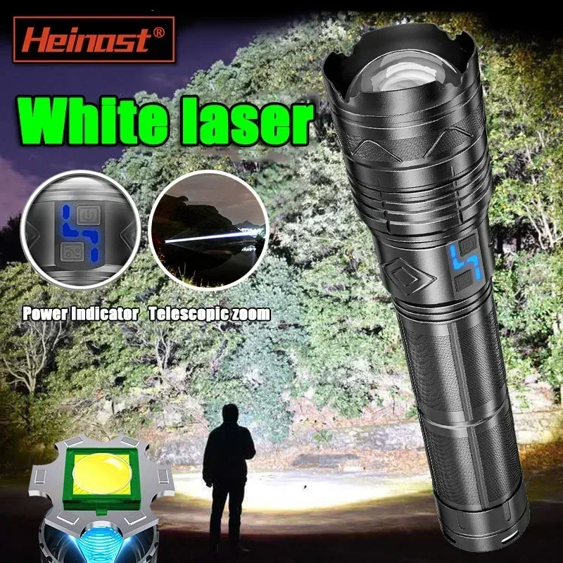 Super Bright Tactical Flashlight GT60 LED Beads Long Range Powerful Torch USB Rechargeable Using 4*181350 Batteries 20800mah