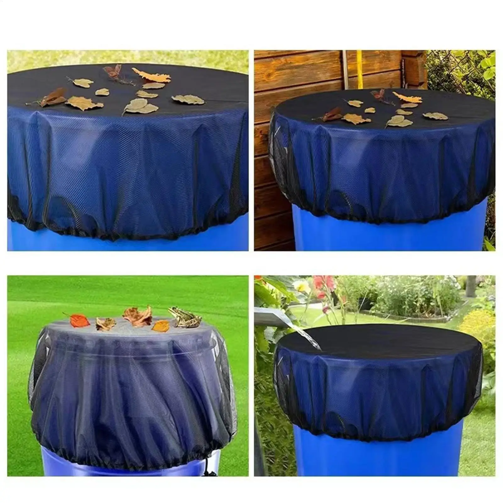 Adjustable Drawstring Outdoor Mesh Cover Netting For Rain Barrels Water Collection Buckets Cover Water Tank Protection