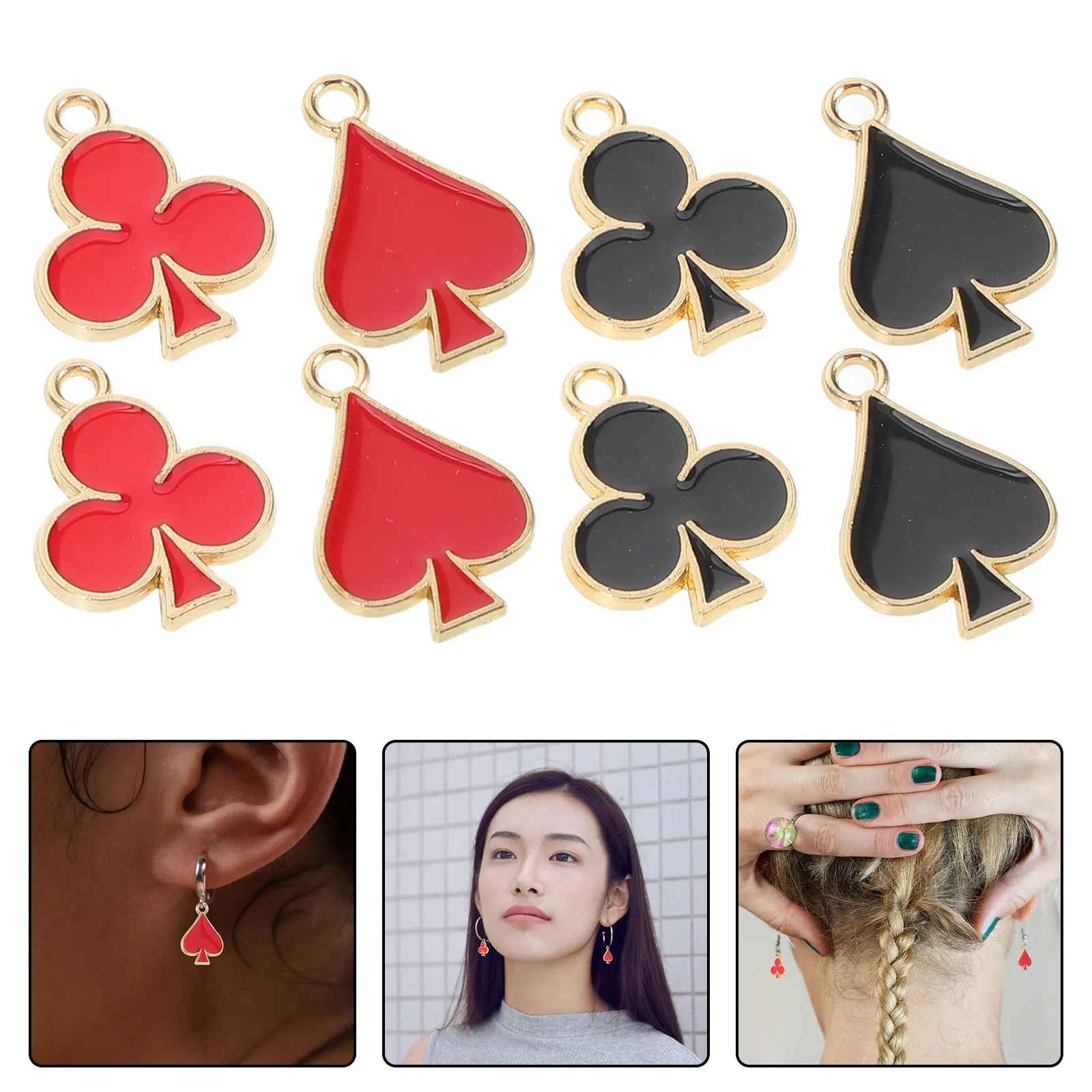 

40Pcs Assorted Playing Card Charms Alloy Pendants for Jewelry Making DIY Necklace Bracelet Earring Spade Rhombus Oil