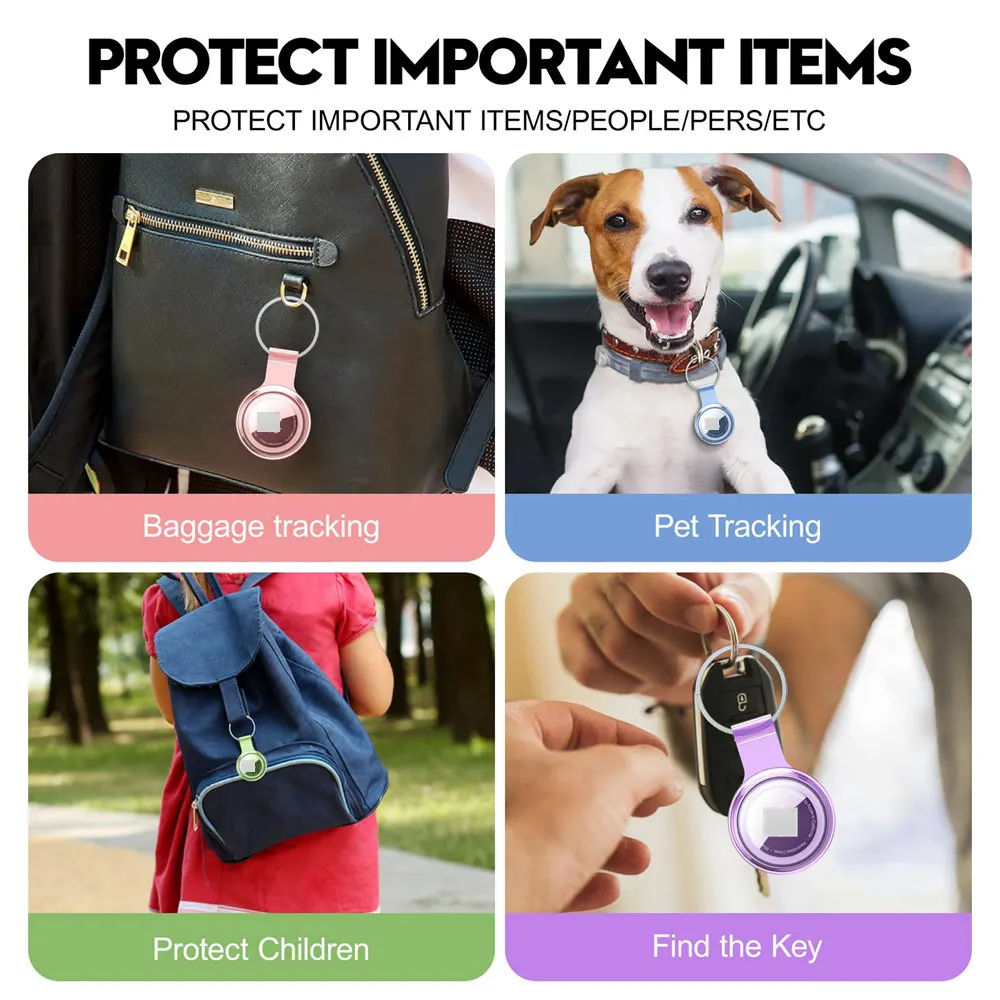 Waterproof Anti-lost Keychain Holder Soft Case for Apple Airtag Air Tag Dog Cat Pet Bags Keys Tracker Protective Full Cover