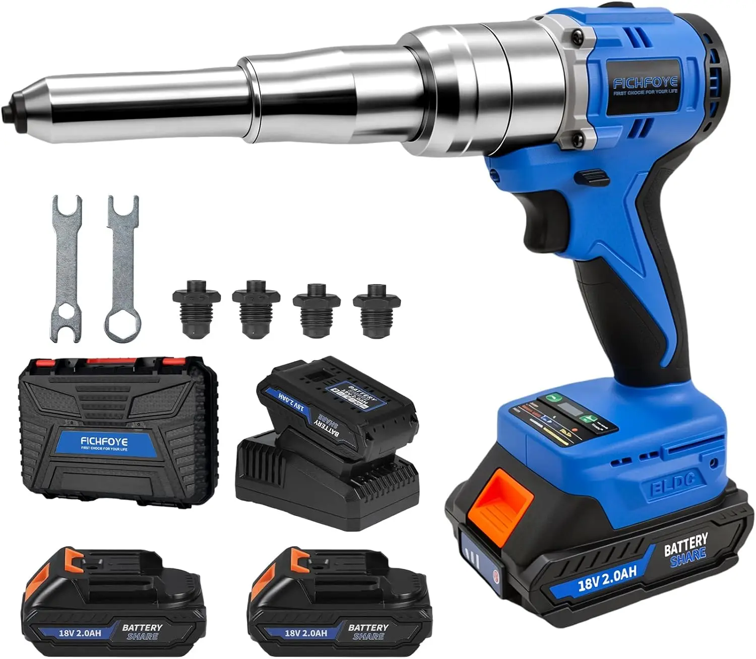 5000lbf Cordless Rivet Gun, 18V Brushless Electric Riveting Tool