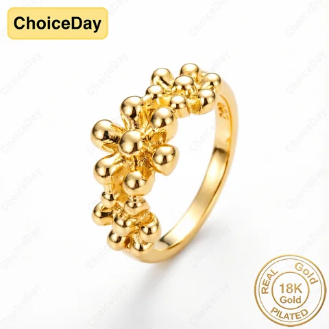 Charming 18K Gold Plated #8 Glossy 3-Flower Ring for Women, Fashionable Engagement Party Gift Jewelry