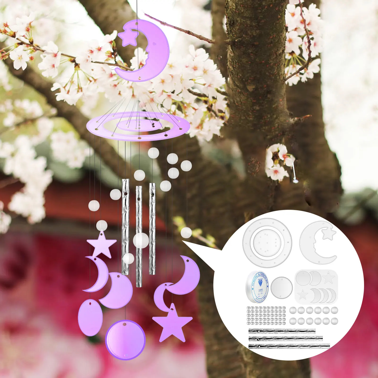 

1Set Wind Chime Making Kit Premium Flexible Silicone Molds Reusable Non-Stick DIY Wind Chime Casting Mold Epoxy Silicone