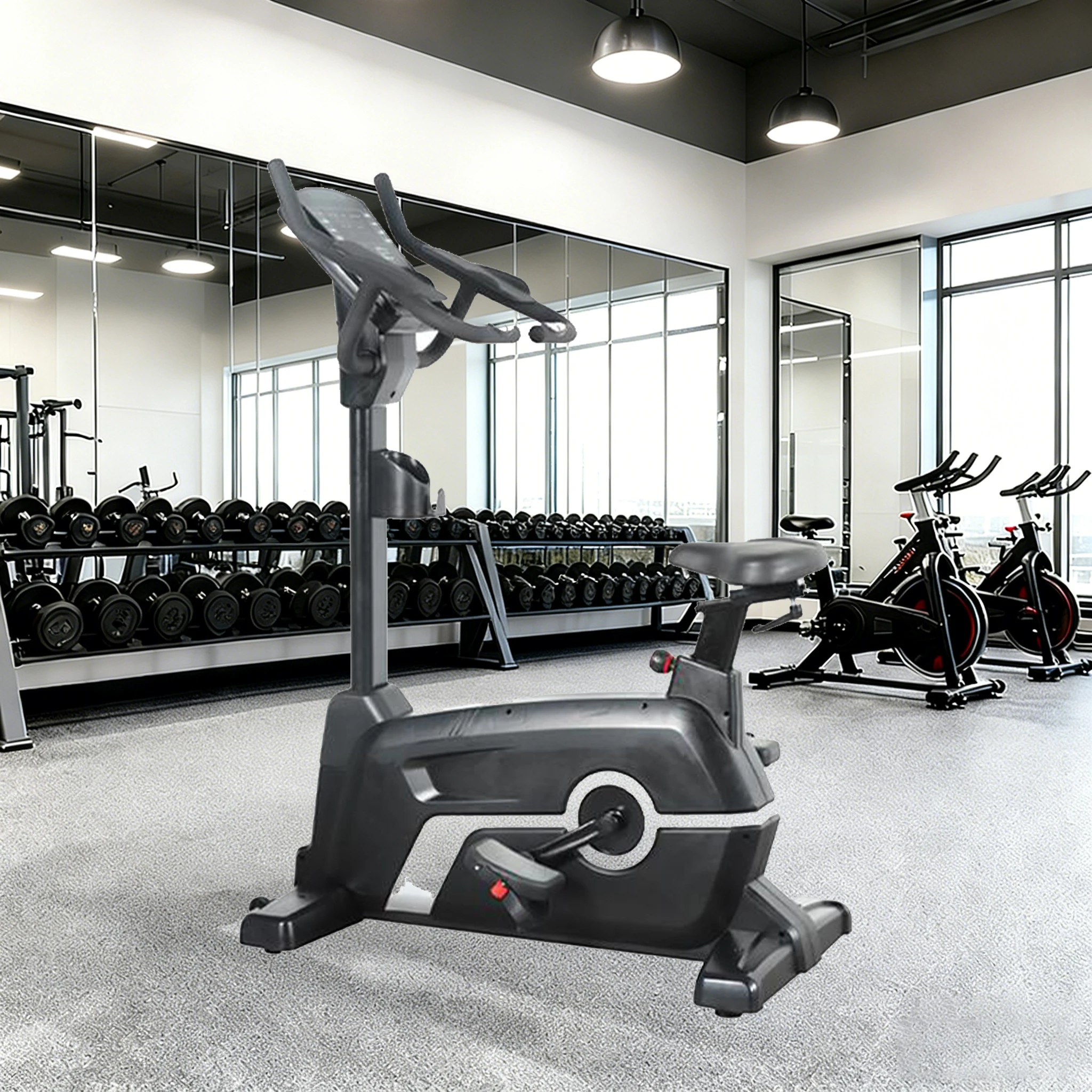 

Commercial Grade Magnetic Indoor Cycling Bike With Steel Frame LCD Display Belt Drive-Upright Design For Unisex Gym Use
