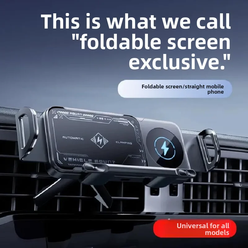 Detachable Residue-Free Wireless Charging Phone Bracket Multi-Position Install, Slim Shape Never Obstruct Vehicle Airflow