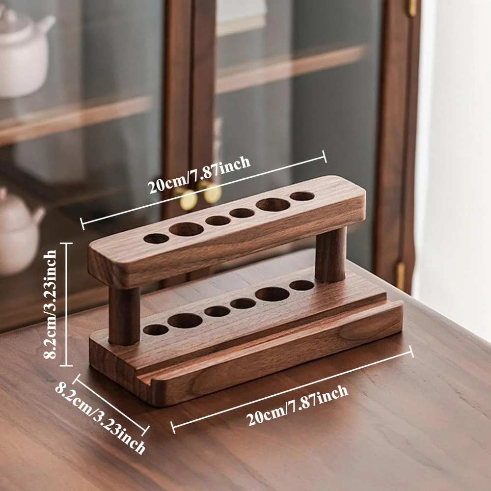 1PC Wood Pen Holder with 6 Slots Multifunction Desk Organizer Phone Stand Display Case Storage Stand for School and Office Decor