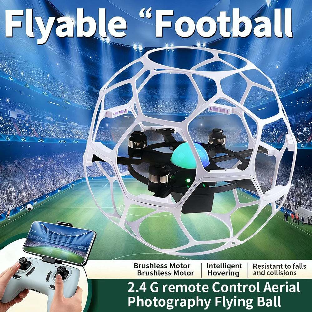โดรนฟุตบอลบังคับวิทยุ 2.4G พร้อมระบบป้องกัน 3 มิติ ควบคุมความสูงด้วยแรงดันอากาศ มอเตอร์แบบไร้แปรงถ่าน สำหรับเด็กและผู้ใหญ่