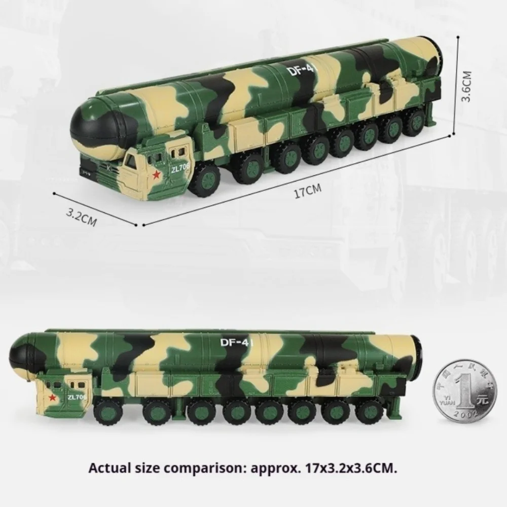 1:144 DONGFENG 41 Missile Launcher Model Car Toy Adjustable Launch Tube Intercontinental Strategic Missiles Military Ornament