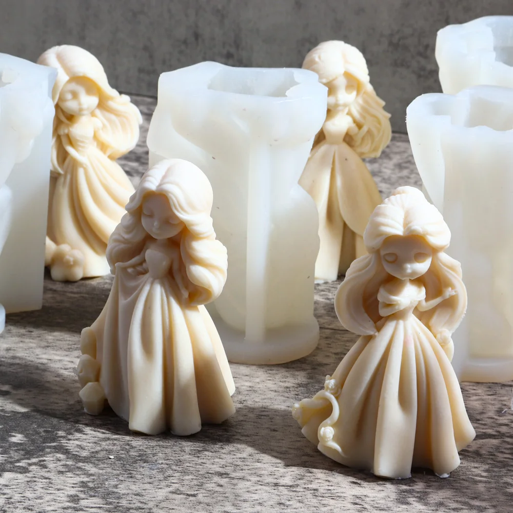 3D Sweety Princess Candle Silicone Mold DIY Cute Girls Aromatherapy Candle Gypsum Resin Soap Making Mould Craft Tabletop Decor