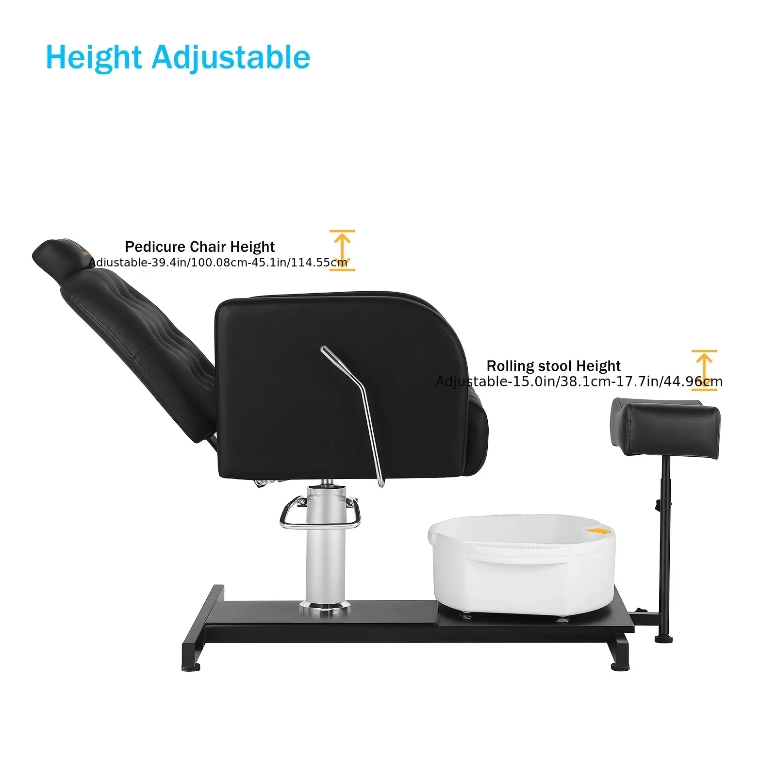 Foot SPA Chair Sofa with Foot Bath Basin Pedicure Hydraulic Lifting 360° Rotation Nail Salon Furniture image 4