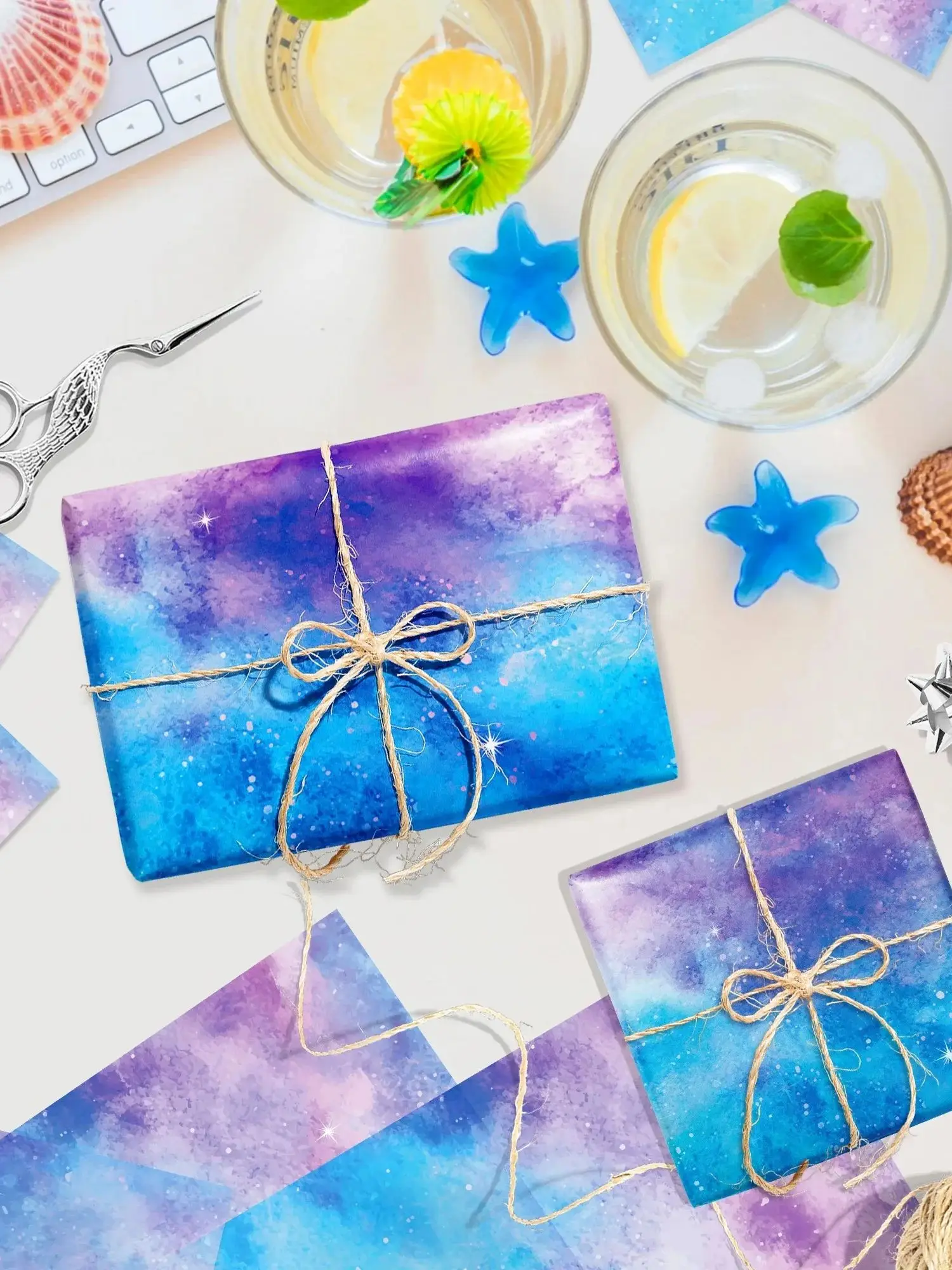 15/35 Stück Blau-Lila Farbverlauf ‌ Seidenpapier Schneeballpapier Geschenkpapier Geburtstag Hochzeit Party Deko Geschenkverpackung – Detail 4