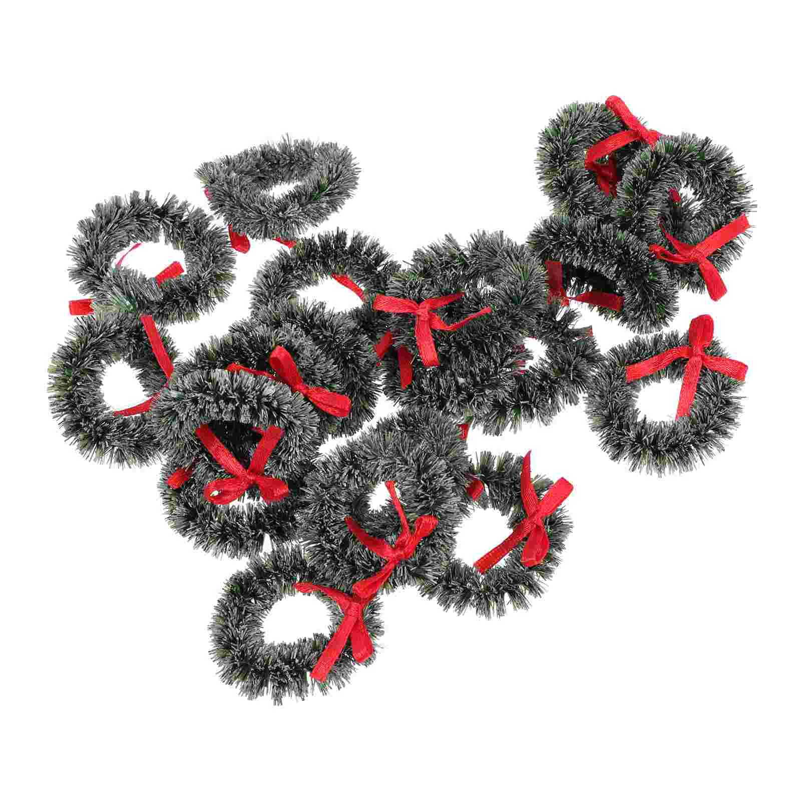 

20 Pcs Small Miniature Christmas Wreath Garland Wreaths for Crafts Iron Hanging Ornament