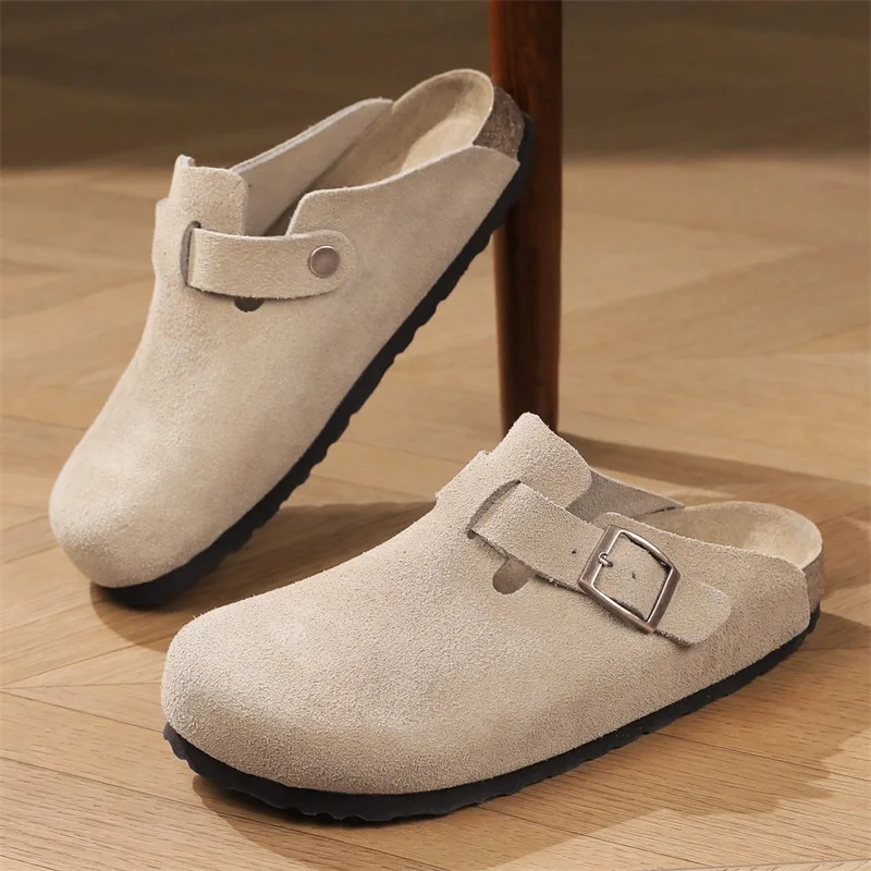 

Женские и мужские замшевые сабо, тапочки, модные унисекс пробковые сандалии на ножках, уличные противоскользящие туфли-лодочки с поддержкой свода стопы