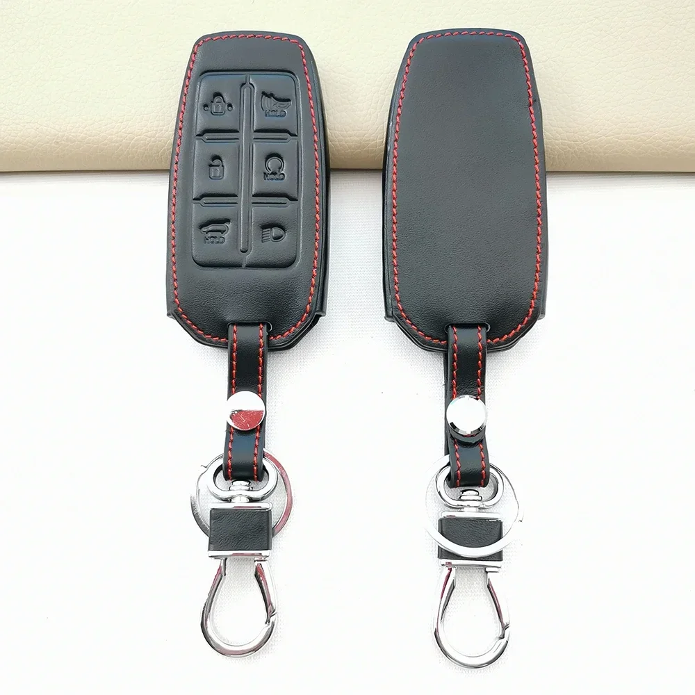 

For Hyundai Genesis G70 G80 G90 EQ900 GV80 GV70 GV60 Soft Texture Leather Car Key Case Auto Key Fob Cover Bag Shell 6 Buttons
