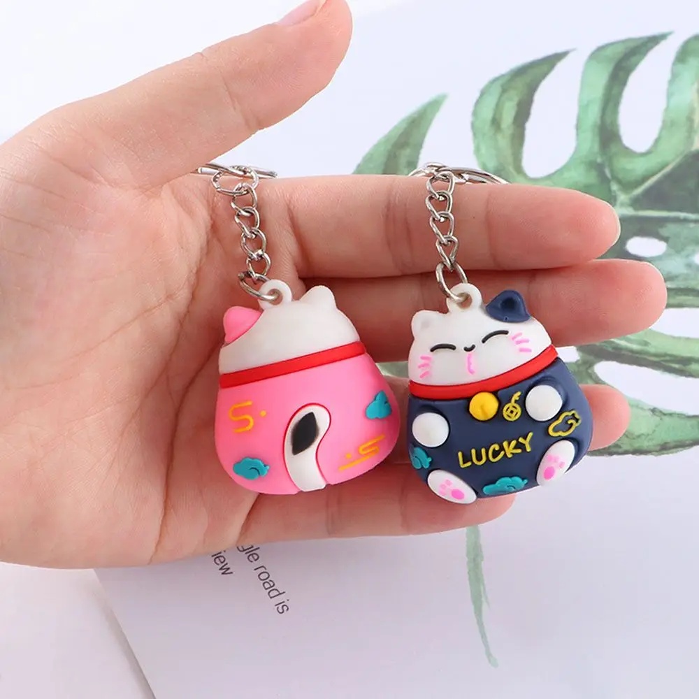 Wealth Cute Trinkets Phone Accessory Ornaments Good Luck Lucky Cat Keychain Cartoon Key Ring Car Keyring Bag Pendant