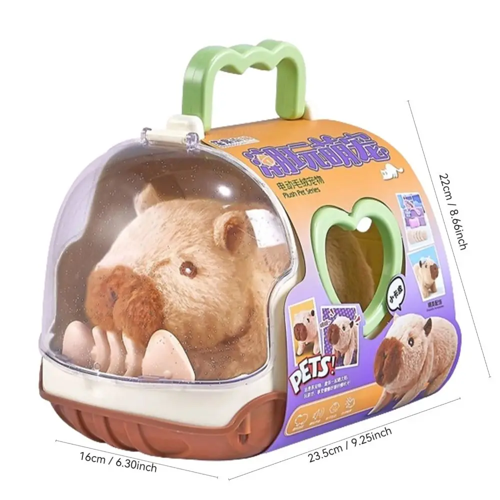 Rechargeable Electric Capybara Toy with Sound Cute Capybara Walking Doll Interactive Mouth Moving Plush Capybara Figure Set
