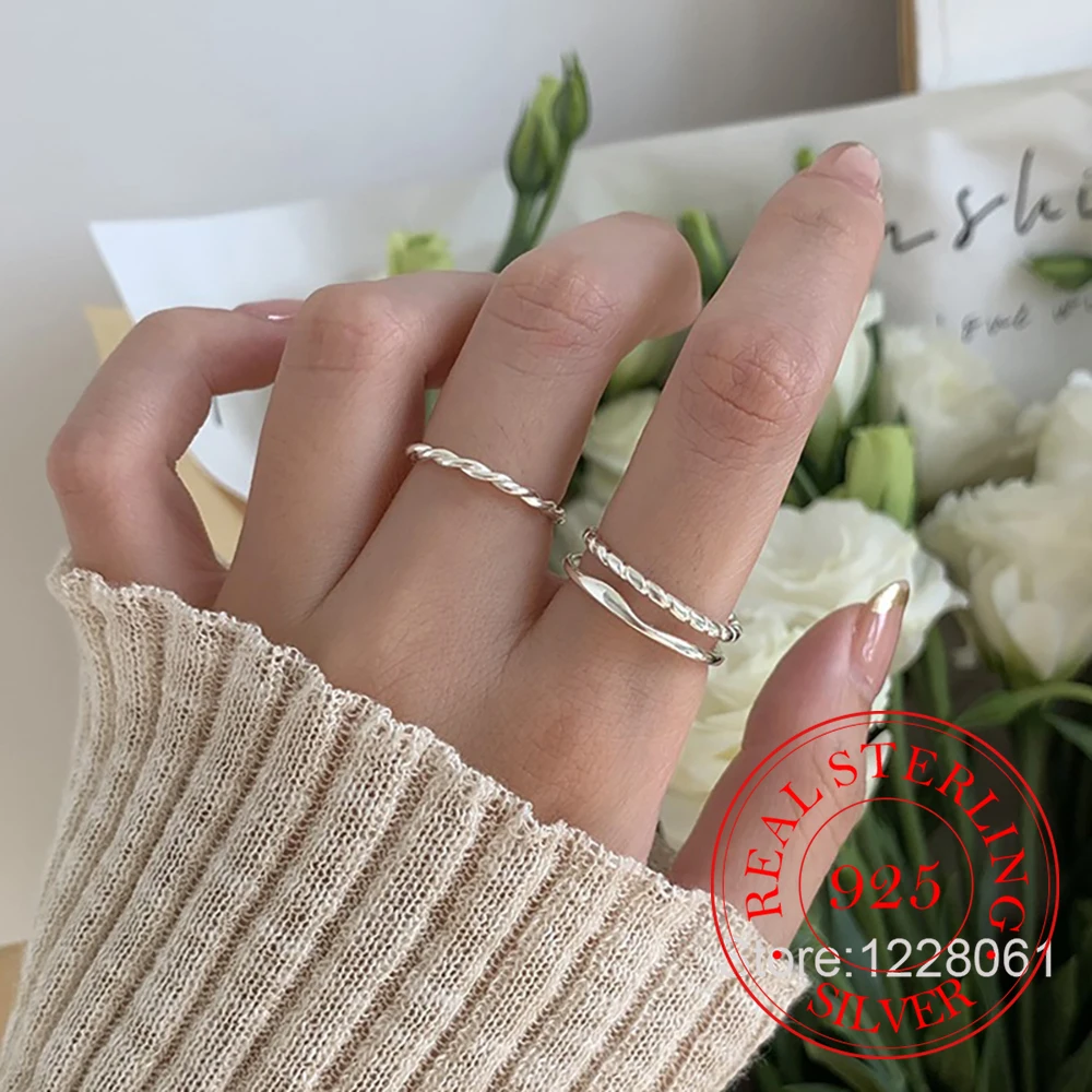 925 Sterling Silver Simple Heart Hollow Thread Opening Finger Rings For Women Fashion Wedding Engagement Party Charm Jewelry