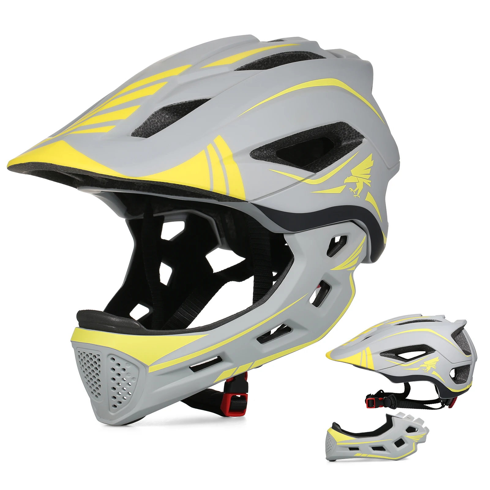 Lixada Kinder Abnehmbarer Vollgesichtshelm Kinder-Sport-Sicherheitsfahrradhelm Schutzausrüstung für Radfahren und Skateboarden – Detail 3