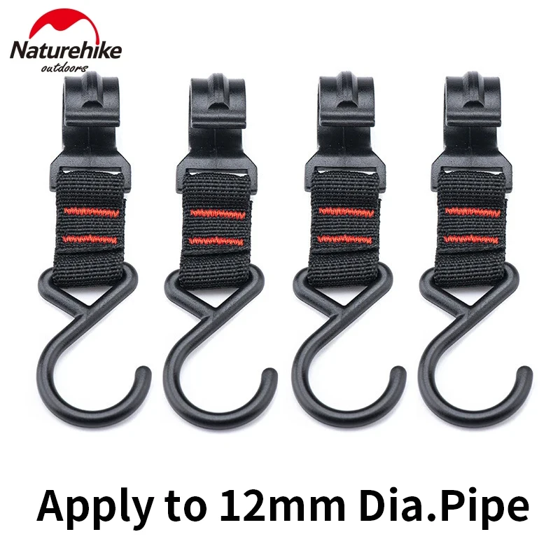 Naturehike 4 Pieces Hanging Hook Buckles for 12mm Dia. Rack Pipe Outdoor Camping Rack Hooks Triangle Rack Hanger Accessories