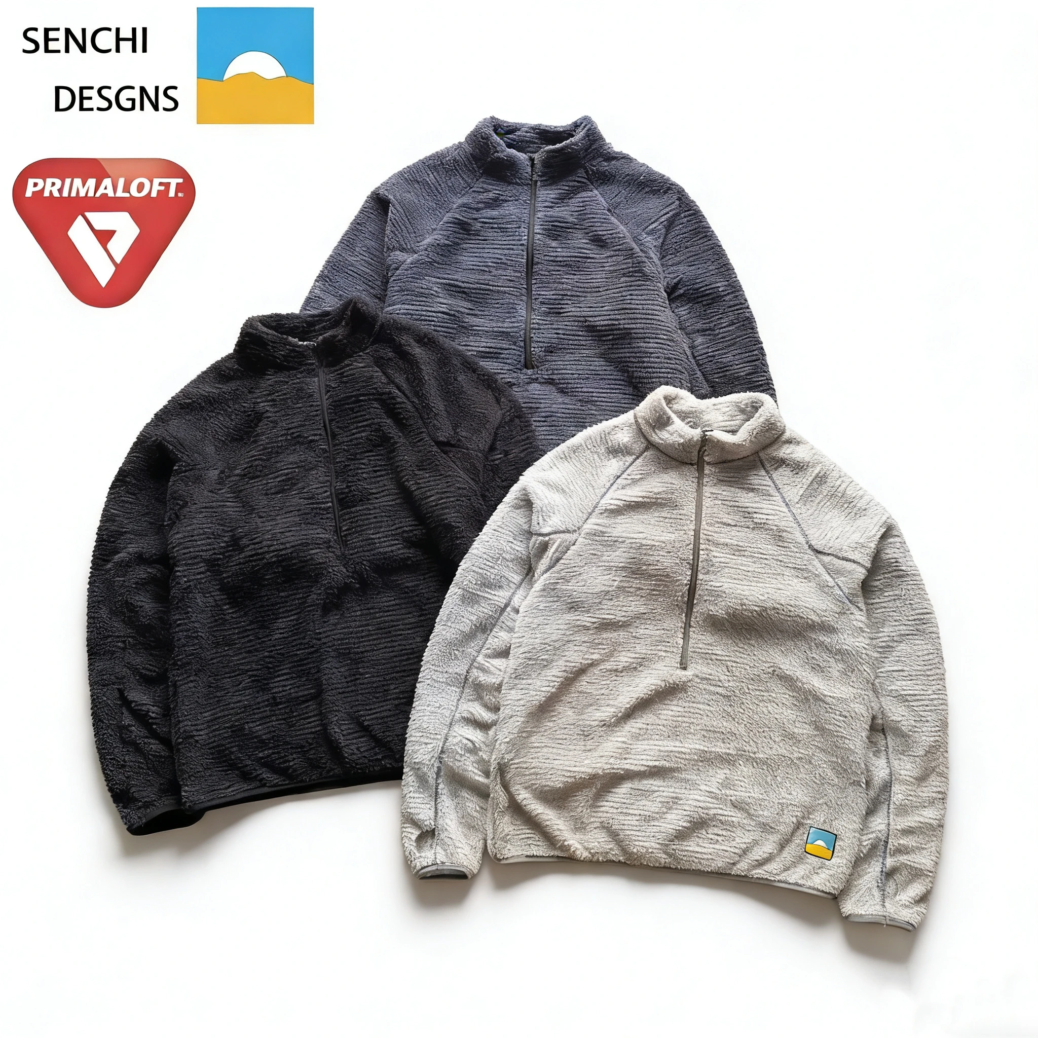 Primaloft Evolve  Fleece Lightweight Half Zip Fleece Insulation Long Sleeve Jacket Organic Cotton Spring Autumn Unisex