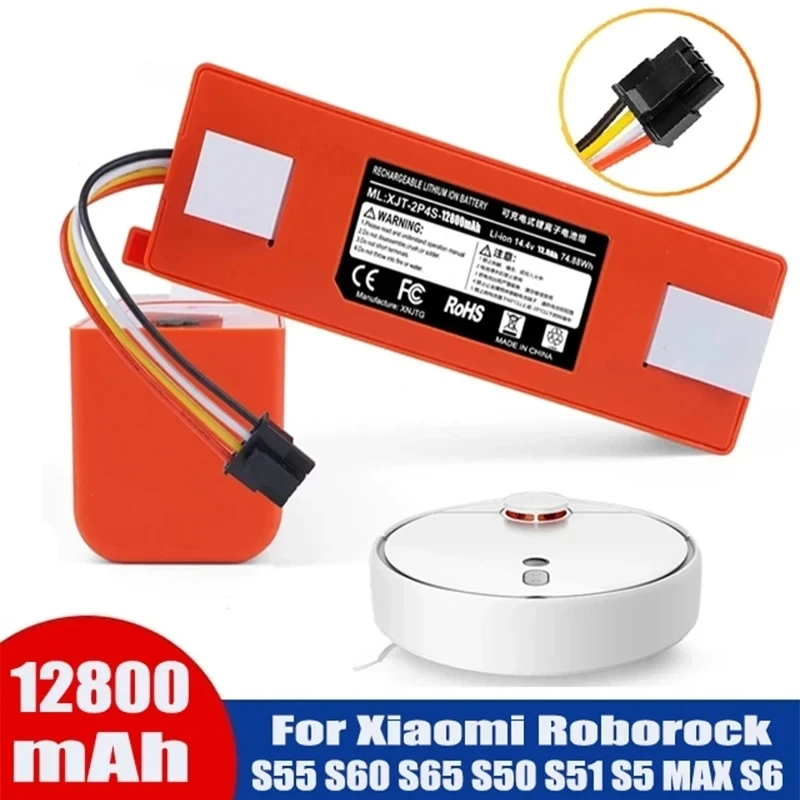 

Запасная батарея для робота-пылесоса Xiaomi Roborock S55 S60 S65 S50 S51 S5 MAX S6, 14,4 В, 12800 мАч, запчасти