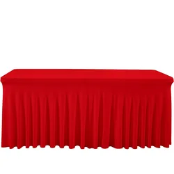 Jellyfish table skirt cross-border tablecloth cover Hotel conference room office rectangle 180g heavy milk silk elastic