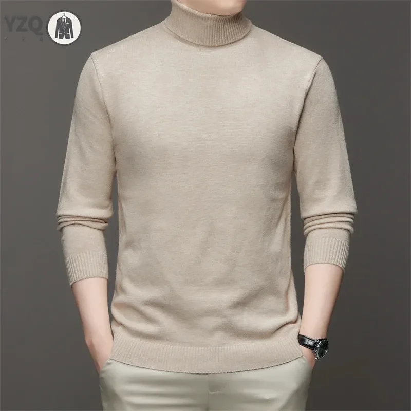 6 Colour Men\'s High Neck Long Sleeved Solid Color Sweater Soft Warm and Comfortable Top with a Base