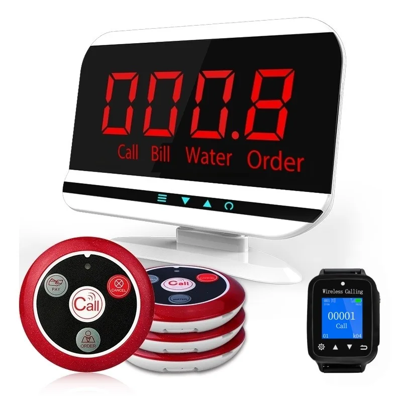 Wireless Calling Pager System Guest Table Call Button Paging Waiter Pager Receiver Beeper Service Calling System for Restaurant