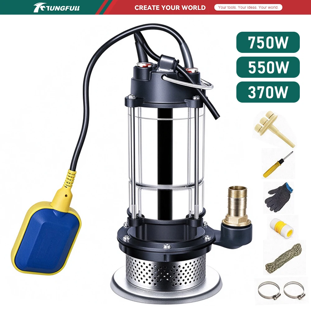 Submersible Pump 220V Stainless Steel Float Type Water Pump Household High Head Small Pump Agricultural Irrigation Pumping Garde