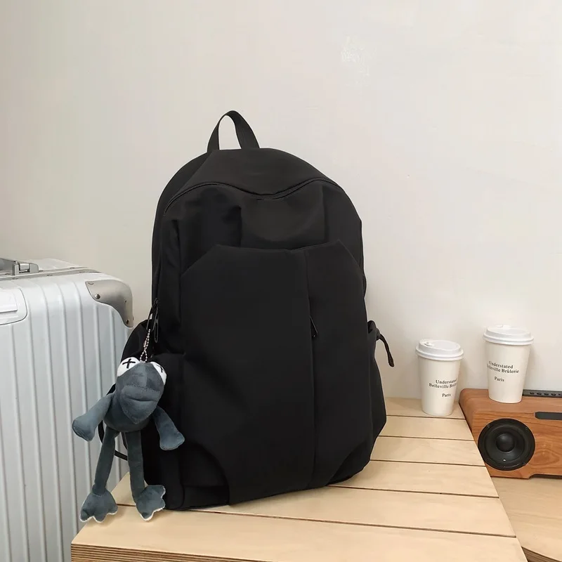 Mochila de gran capacidad para estudiantes de secundaria, bolso de hombro de ocio al aire libre para hombres y mujeres, Color sólido