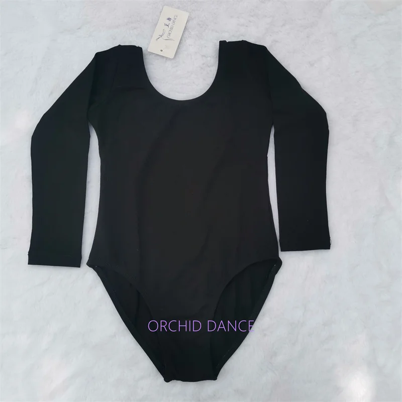 Gorąca Wyprzedaż Dziecięce Dziewczęce Stroje Treningowe do Tańca Białe Czarne Fioletowe Różowe Długi Rękaw Bawełna Spandex Trykoty Baletowe