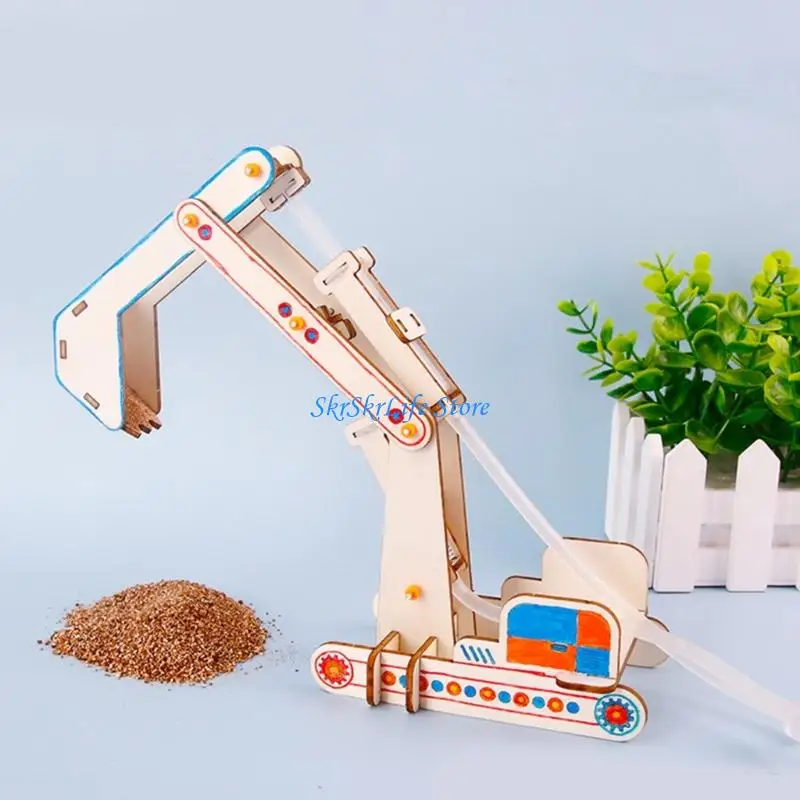 

E65E Wooden Hydraulic Excavator DIY Assembly Set For Physics Education And Science Experiments With Safe Smooth Edged