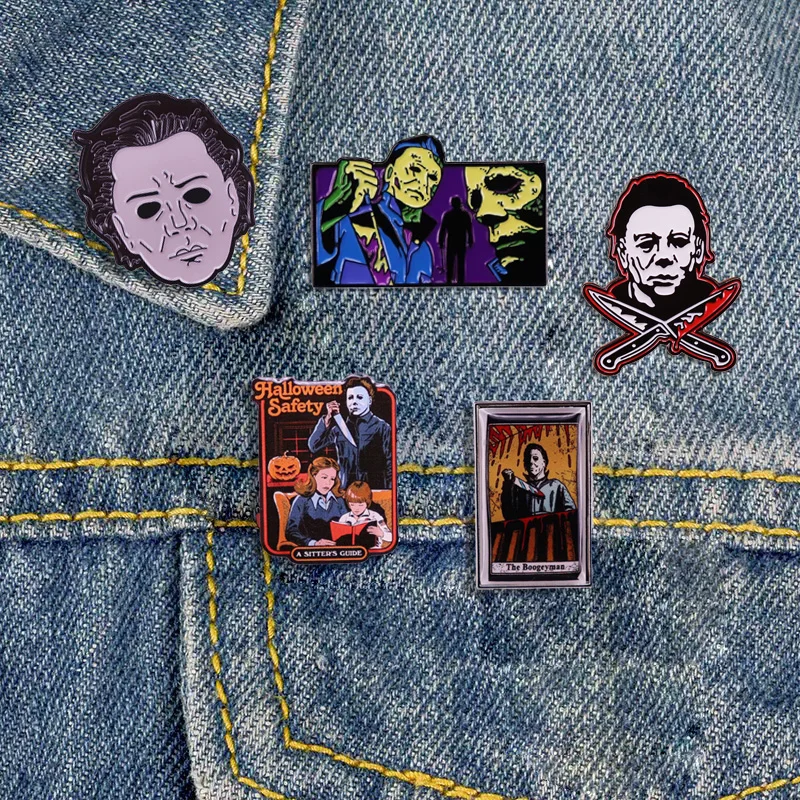 High Quality Michael Myers Enamel Pin Mask Killer Horror Brooch Halloween Punk Badge Clothes Backpack Pin Anime Accessories