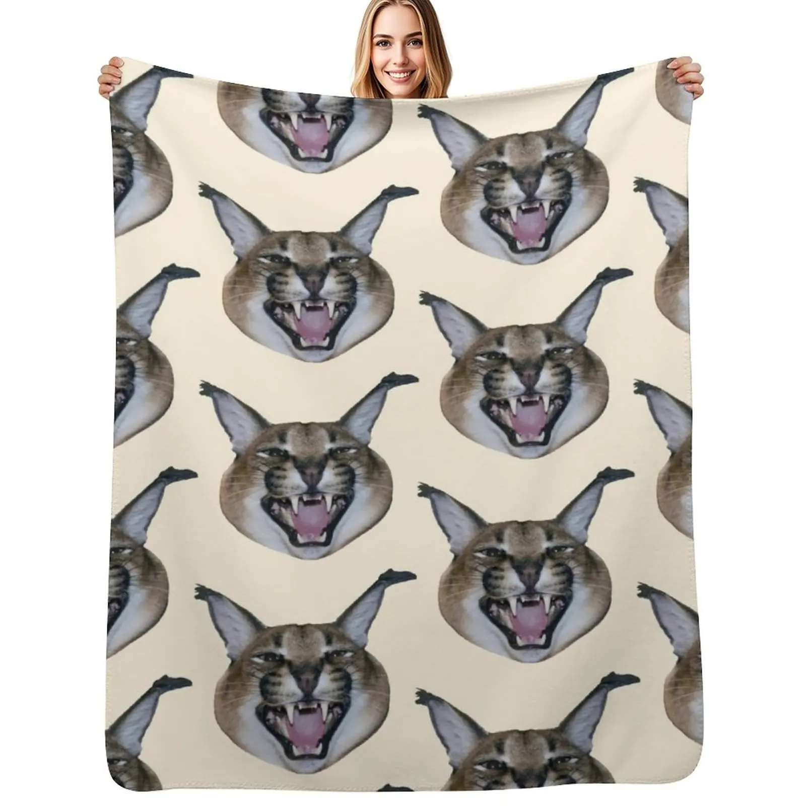 

Big Floppa angry Throw Blanket Single Picnic Thermal Soft Blankets