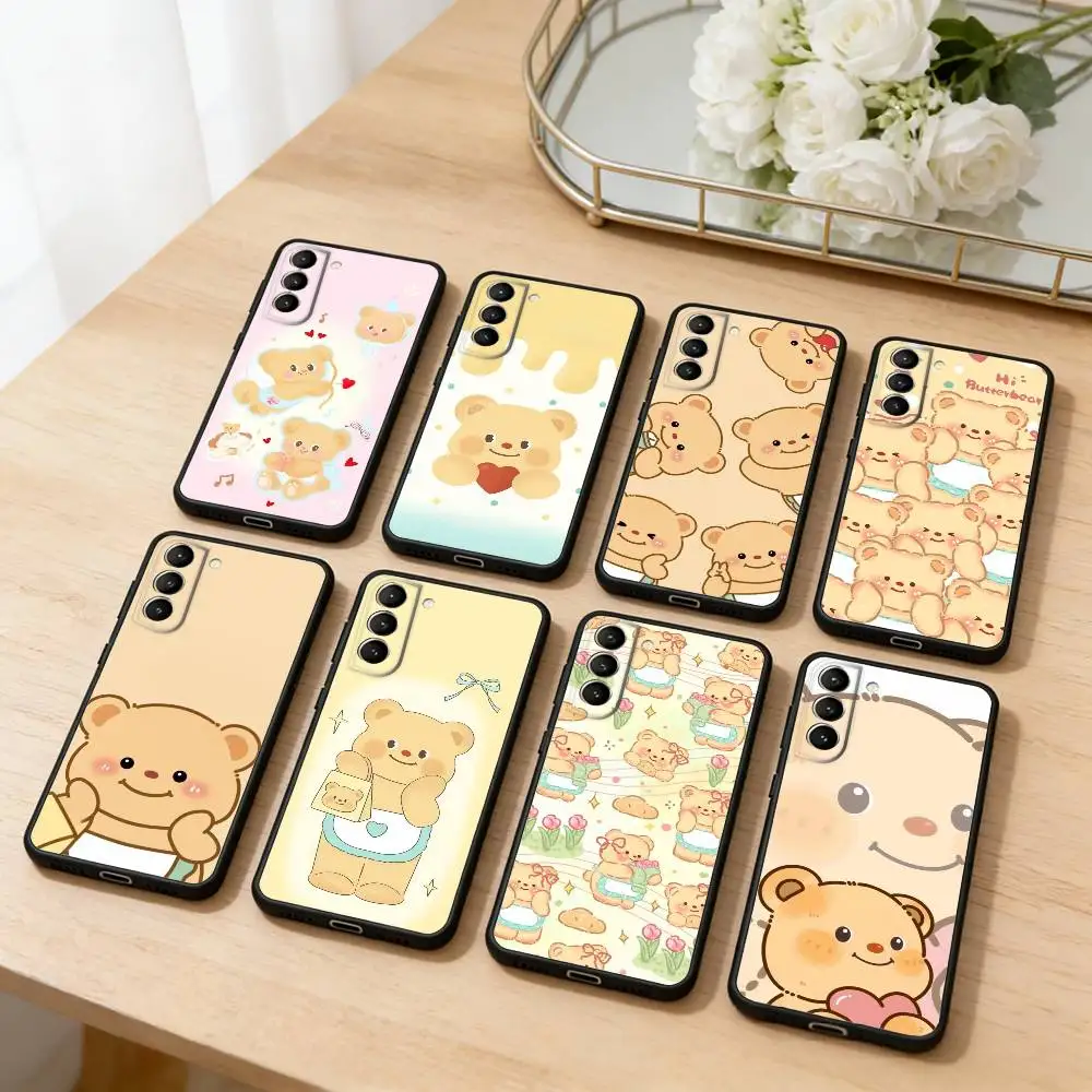 

Cute B-Butterbear Phone Case For Samsung S25,24,23,22,30,21,10,9,Ultra,Plus,Lite,FE,4,5 G Soft Black Case
