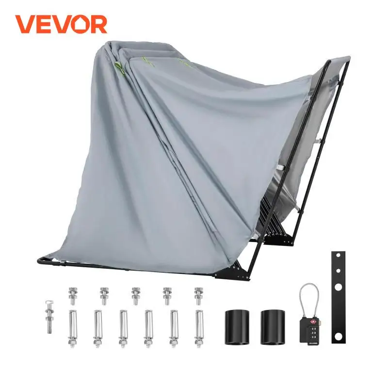 VEVOR Motorcycle Shelter Waterproof Motorcycle Cover Heavy Duty Motorcycle Shelter Shed 420D Oxford Motorbike Shed Anti-UV Grey