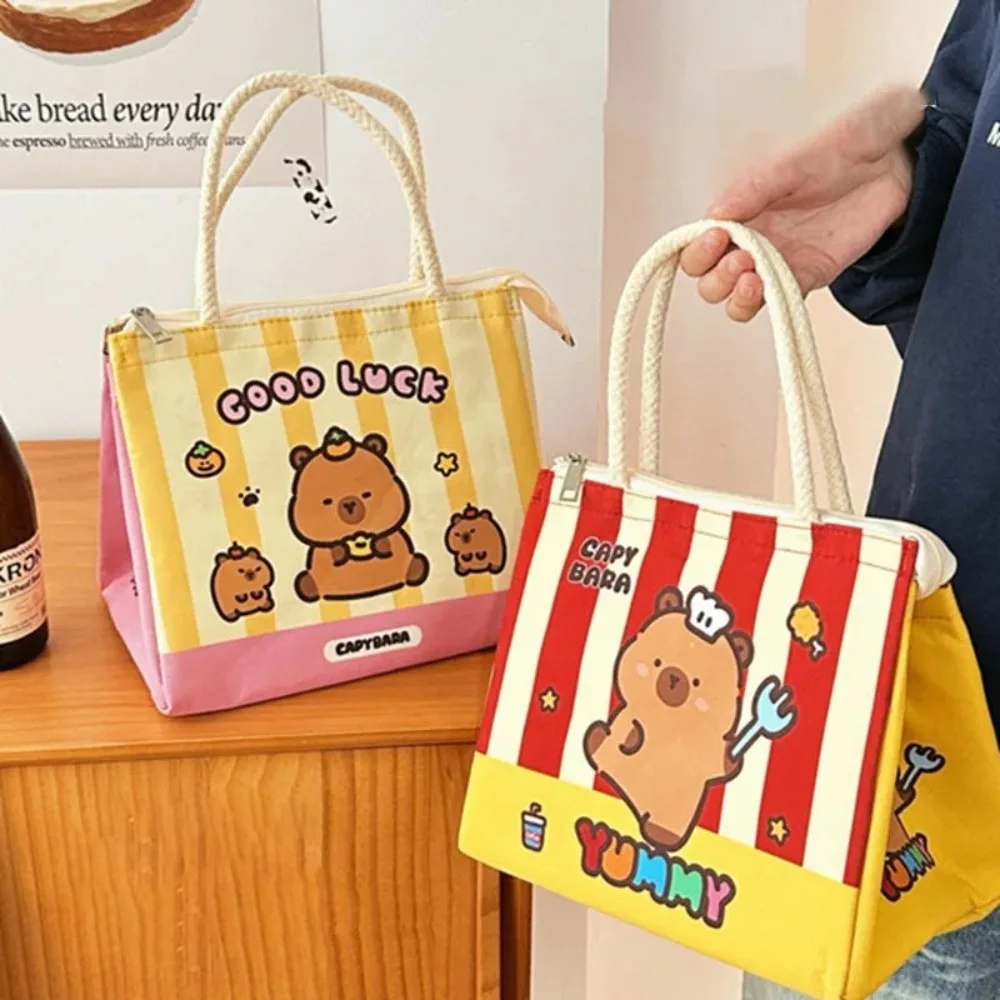 Durable Capybara Thermal Lunch Bag Insulated Cartoon Food Storage Bag Portable Tote Bag For Women Girl Kids