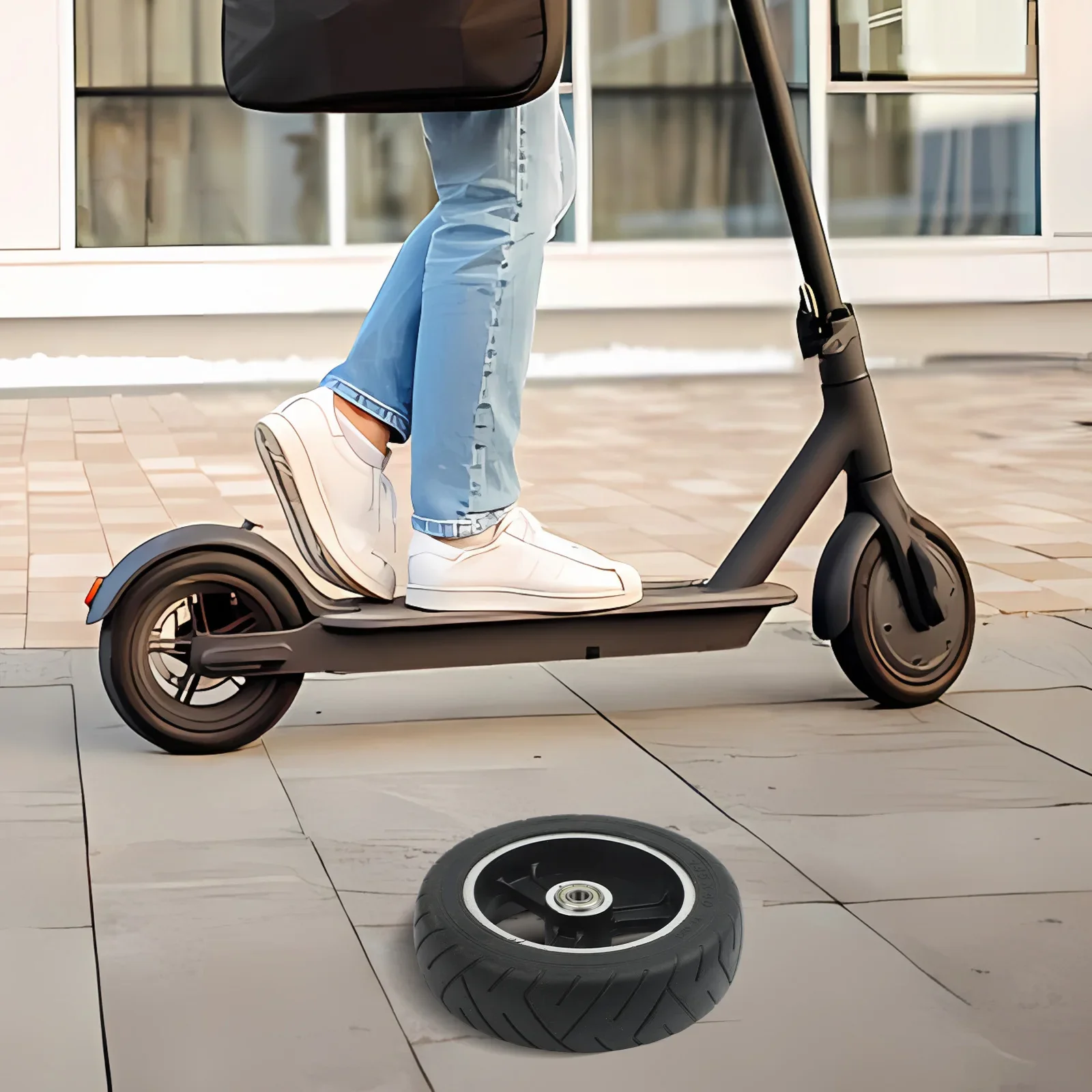 Plastic Aluminum Hub 145x40 Solid Wheel Urban Commuting 505g Enhanced Traction Tread User-friendly Installation