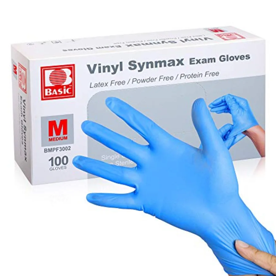 UC Global Trade Inc Disposable Vinyl Exam Gloves, 4 Mil-Thick -Latex Free Powder Free, Food Safe, Cleaning Gloves-Blue, 100 cou
