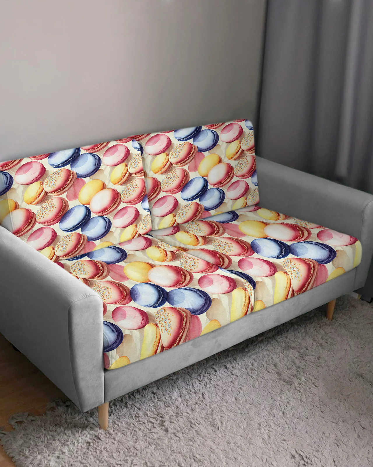 Watercolor Macaron Texture Sofa Seat Cushion Cover Funiture Protector Couch Covers for Sofas Anti-dust Removable Slipcover