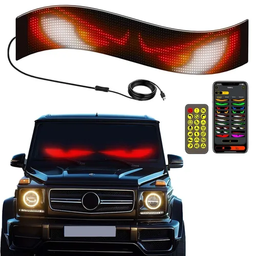 Rayhome sincroniza múltiples ojos del diablo luz Bluetooth APP Control pantalla LED luz de señal de desplazamiento para parabrisas de camión de coche