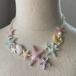 Design sense colorful shell starfish necklace new high-end clavicle necklace female niche exquisite butterfly necklace ornaments