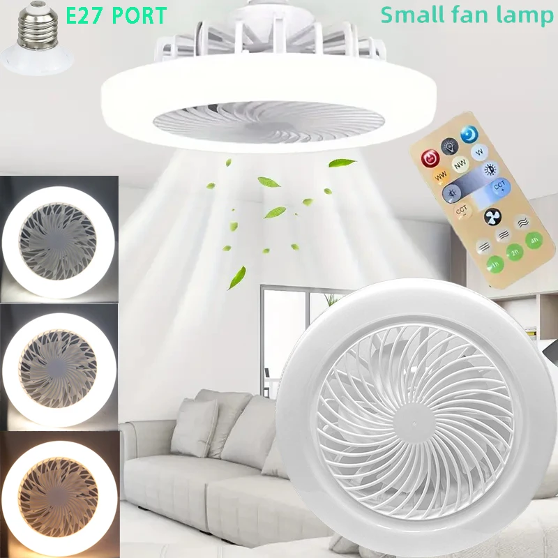 1pc Socket Fan Light Screw Ceiling Fans With Lights And Remote E27 Easy Install Ceiling Fan For Bathroom Bedroom Kitchen Living