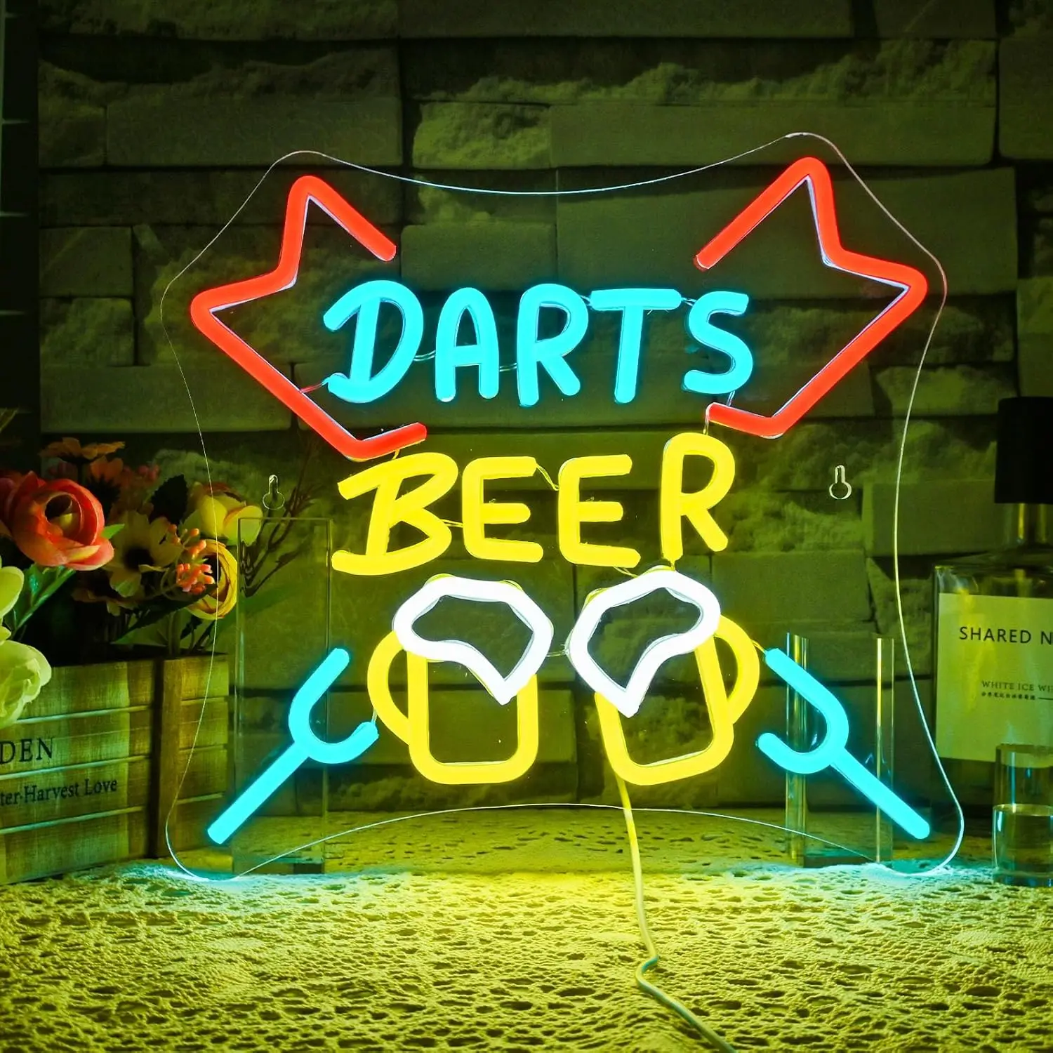 

Darts Beer Neon Sign USB Powered LED Dimmable Neon Light for Beer Bars Clubs Game Room Living Room Wall Decor Personzalized Gift