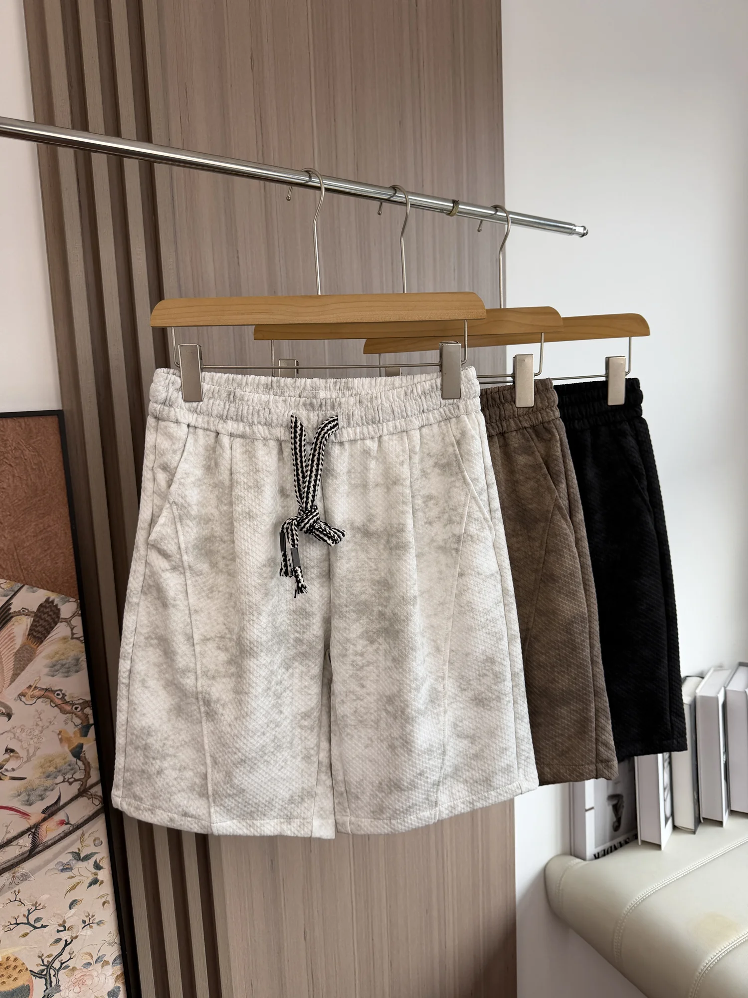 

Casual Loose Men's Short Pants Dyed Pattern Five-Point Sports Versatile Summer Commuting Retro Style Straight Leg Short Pants