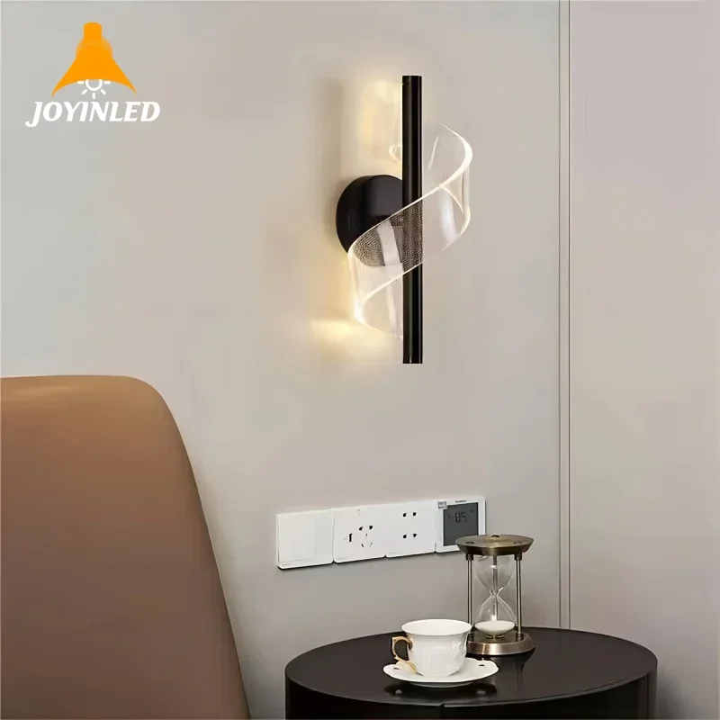 

Creative Interior Bedroom Bedside Study Hall Home Decor Acrylic Wall Lights Modern Simple Black Gold S-shaped LED Wall Lamps